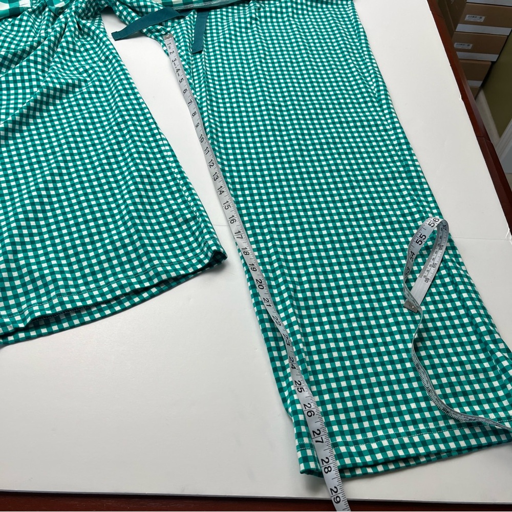 Draper James x Lands’ End Green White Checker Gingham Women 1X 16W - 18W Pajamas - Picture 9 of 13
